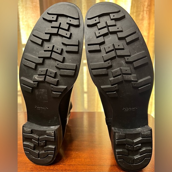 GUVC Authentic Prada Linea Rossa Men's Black Leather Chelsea Ankle Boots 38.5 - Picture 11 of 15